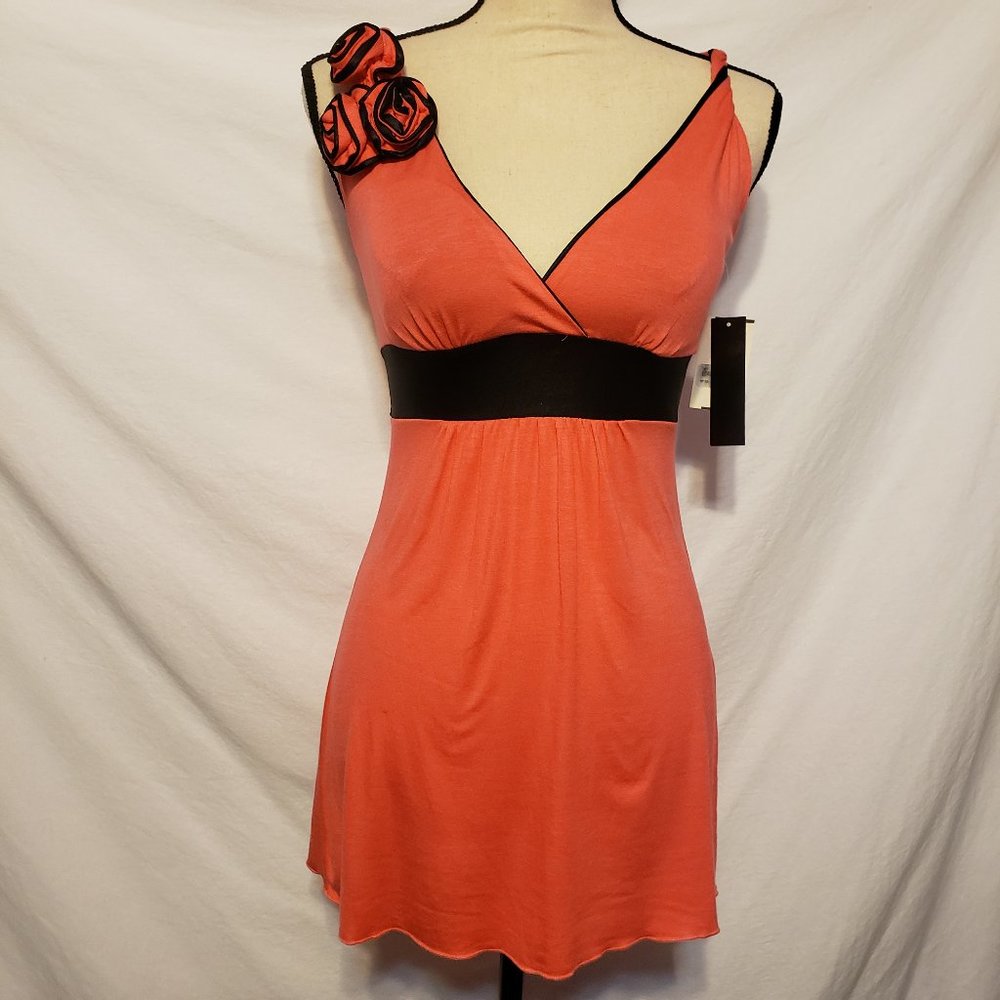 NWT ING Collection Floral Mini Dress Tunic Coral S